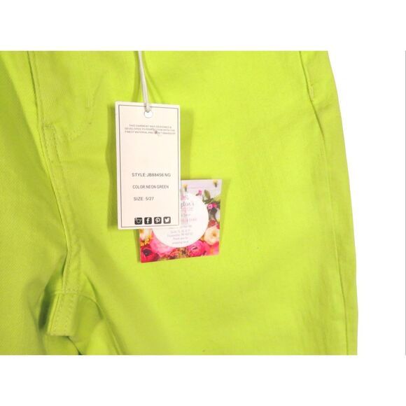 Judy Blue Slim Fit Cuffed Ankle Jeans High Rise Neon Green Wash Women 5/27 NWT - Picture 6 of 6